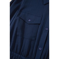 Navy Blue Solid Chest Pockets Tunic Shirt Mini Dress - L thumbnail