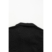 Black Jacquard Textured Quarter Zipper Shift Mini Dress - L thumbnail