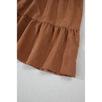 Chestnut Floral Lace Crochet Tiered Ruffled Mini Dress - L thumbnail