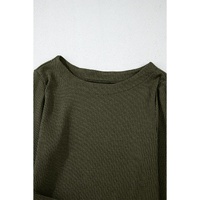 Jungle Green Ribbed Side Slit Ruched Slim Fit Long Sleeve Mini Dress - L thumbnail