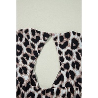 Khaki Cheetah Print Backless V Neck Loose Fit Mini Dress - L thumbnail