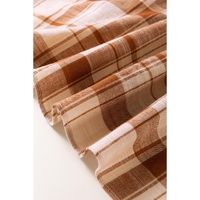 Brown Plaid Print Side Pockets Frilled Babydoll Mini Dress - L thumbnail