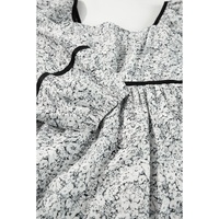 Gray Floral Print Open Back Balloon Sleeve Square Neck Mini Dress - L thumbnail