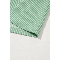 Mint Green Corded Knit Crew Neck Puff Sleeve Shift Mini Dress - L thumbnail