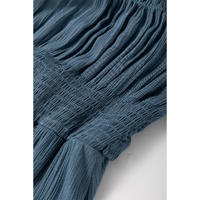 Real Teal Frilled Neckline 3/4 Sleeve Layered Ruched Mini Dress - M thumbnail