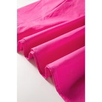Bright Pink Solid Color Puff Sleeve Tie Front High Waist Mini Dress - S thumbnail