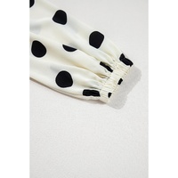 Beige Polka Dot Printed Surplice V Neck Puff Sleeve Mini Dress - L thumbnail