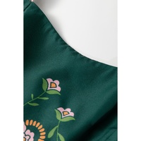 Blackish Green Floral Smocked Back Tied Straps Tiered Maxi Dress - L thumbnail