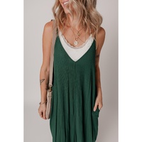 Duffel Green Spaghetti Straps Pocketed Slouchy Maxi Dress - L thumbnail