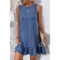 Ashleigh Blue Knot Scoop Back Ruffle Hem Sleeveless Mini Dress - XL thumbnail
