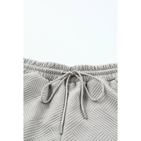 Gray 2pcs Solid Textured Drawstring Shorts Set - XL thumbnail