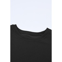 Black Textured Loose Fit T Shirt and Drawstring Pants Set - L thumbnail