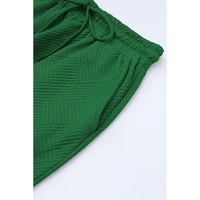 Dark Green Textured Loose Fit T Shirt and Drawstring Pants Set - XL thumbnail