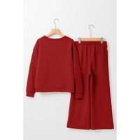 Red Dahlia Ultra Loose Textured 2pcs Slouchy Outfit - 2XL thumbnail