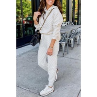 White Quilted Hoodie and Sweatpants Two Piece Set - XL thumbnail