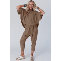 Simply Taupe High Low Boxy Fit Tee and Crop Pants Set - L thumbnail