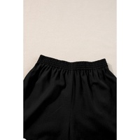 Black Ricrac Trim Tank Top Elastic Waist Shorts Set - M thumbnail