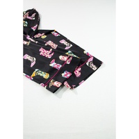 Black Western Cowgirl Boots Printed Satin Long Pajama Set - XL thumbnail