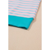 Pink Stripe Color Block Loose Fit Two Piece Shorts Set - XL thumbnail