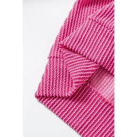 Strawberry Pink Corded Textured Long Sleeve Top and Shorts Set - M thumbnail