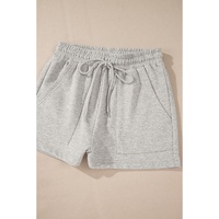 Light Grey Solid Pullover Sweatshirt and Shorts 2 Piece Set - M thumbnail
