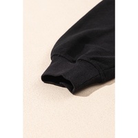 Black Zipper Stand Neck Top and Wide Leg Pants Set - XL thumbnail
