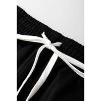 Black Stripe Drop Shoulder Pullover and Jogger Pants Set - 2XL thumbnail