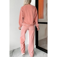 Blossom Ribbed Knit Drop Shoulder Pocketed Two Piece Lounge Set - S thumbnail