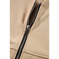 Apricot Solid Seamed Zipper Jacket and Drawstring Waist Pants Set - L thumbnail