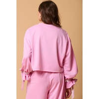 Bonbon Solid Color Drawstring Long Sleeve Top and Pants Set - L thumbnail