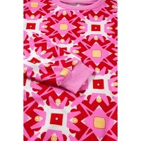 Sachet Pink Geometric Print Long Sleeve Top and Drawstring Shorts Set - M thumbnail