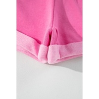 Sachet Pink High Low Patchwork Long Sleeve Top and Shorts Set - M thumbnail