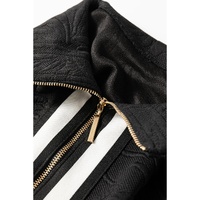 Black Textured Jacquard Quarter Zip Top and Crop Pants Set - XL thumbnail