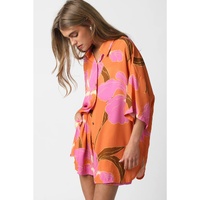 Russet Orange Floral Print Tunic Shirt and Shorts Set - XL thumbnail