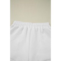 White Textured Half Zip Tank Top Drawstring Shorts Set - XL thumbnail
