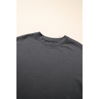 Dark Grey Drawstring Side Crewneck Tee and Loose Pants Set - XL thumbnail