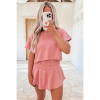Blossom 2pcs Cropped Tee and Ruffle High Waist Skort Set - S thumbnail