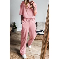 Apricot Pink Half Sleeve T-Shirt & Cargo Sweatpants Set - S thumbnail