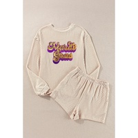 Parchment Mardi Gras Sequined Corded Knit Two Piece Shorts Set - M thumbnail