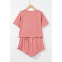 Blossom Bow Crawfish Print T Shirt and High Waist Ruffle Skorts Set - S thumbnail