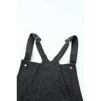 Gray Vintage Washed Drawstring Short Overalls - S thumbnail