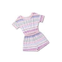 Multicolor Aztec Print Short Sleeve Romper - M thumbnail