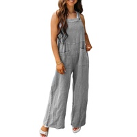 Azura Exchange Textured Wide Leg Overall with Pockets - L thumbnail