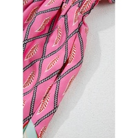 Pink Paisley Geometric Print V Neck High Waist Romper - L thumbnail