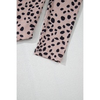Smoke Gray Leopard Print Long Sleeve Scoop Neck Slim Fit Bodysuit - L thumbnail