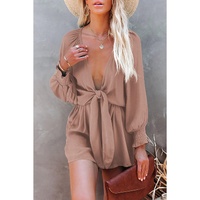 Azura Exchange Tie Knot Puff Long Sleeve Romper - XL thumbnail
