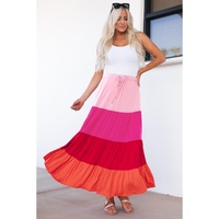 Azura Exchange Tiered Drawstring Maxi Skirt - L thumbnail
