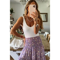 Azura Exchange Floral Print High Waist Maxi Skirt - L thumbnail