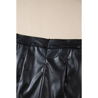 Black PU Leather Side Slits Slim Fit High Waist Mini Skirt - L thumbnail