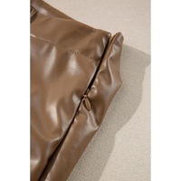 Coffee Bowknot Faux Leather Mini Skirt - L thumbnail